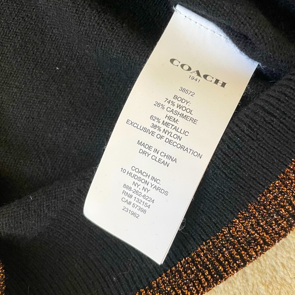 Coach 1941 Black Cashmere Turtleneck with Rexy Patch, Size US - Picture 6 of 12